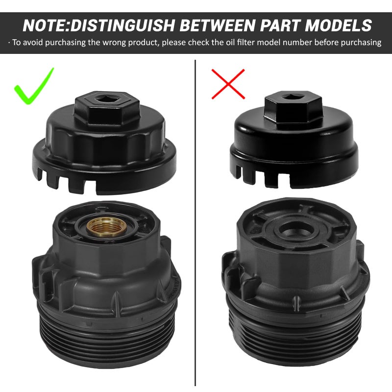 ELECHOI 64mm 14 Flutes/4 Slots Oil Filter Cap Wrench Removal Tool Socket Compatible with Toyota  Lexus  and Scion Vehicles Equipped with 2.5L to 5.7L engines  Black Heavy-Duty Aluminum - Image 3